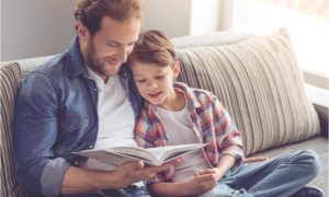 father and son's bonding moment through reading